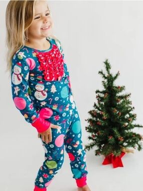 💕Sz 8 Cheeky Plum 2 piece Loungewear Set - Snowman pajama set!
